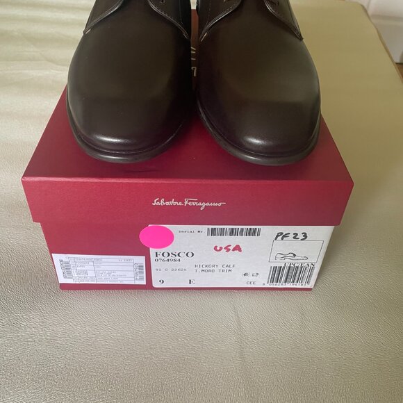 Ferragamo Men\'s Fosco Leather Derby Shoes 9 E Brand New in Box $880 T. MORO main image 6